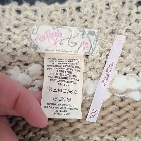 Free People Womens Big Dipper fringe poncho One Size boho preppy casual knit - Picture 5 of 7